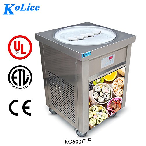 Kolice Commercial Etl Ul Nsf Us Franchise 22'' Single Round Ice Pan Fry Ice Cream Machine,Fried Ice Cream Machine,Roll Ice Cream