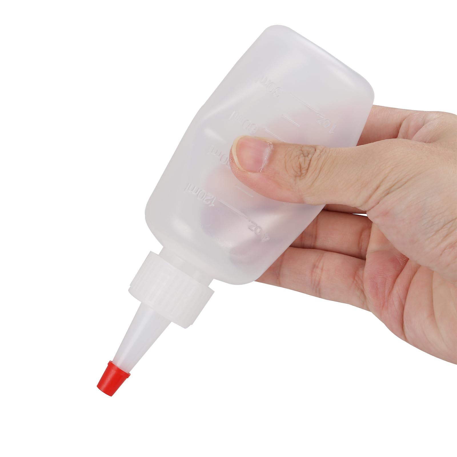 40 Pack 4Oz Plastic Squeeze Bottles With Red Tip Caps And Measurement, Leak Proof Refillable Plastic Squeeze Condiment Bottles C
