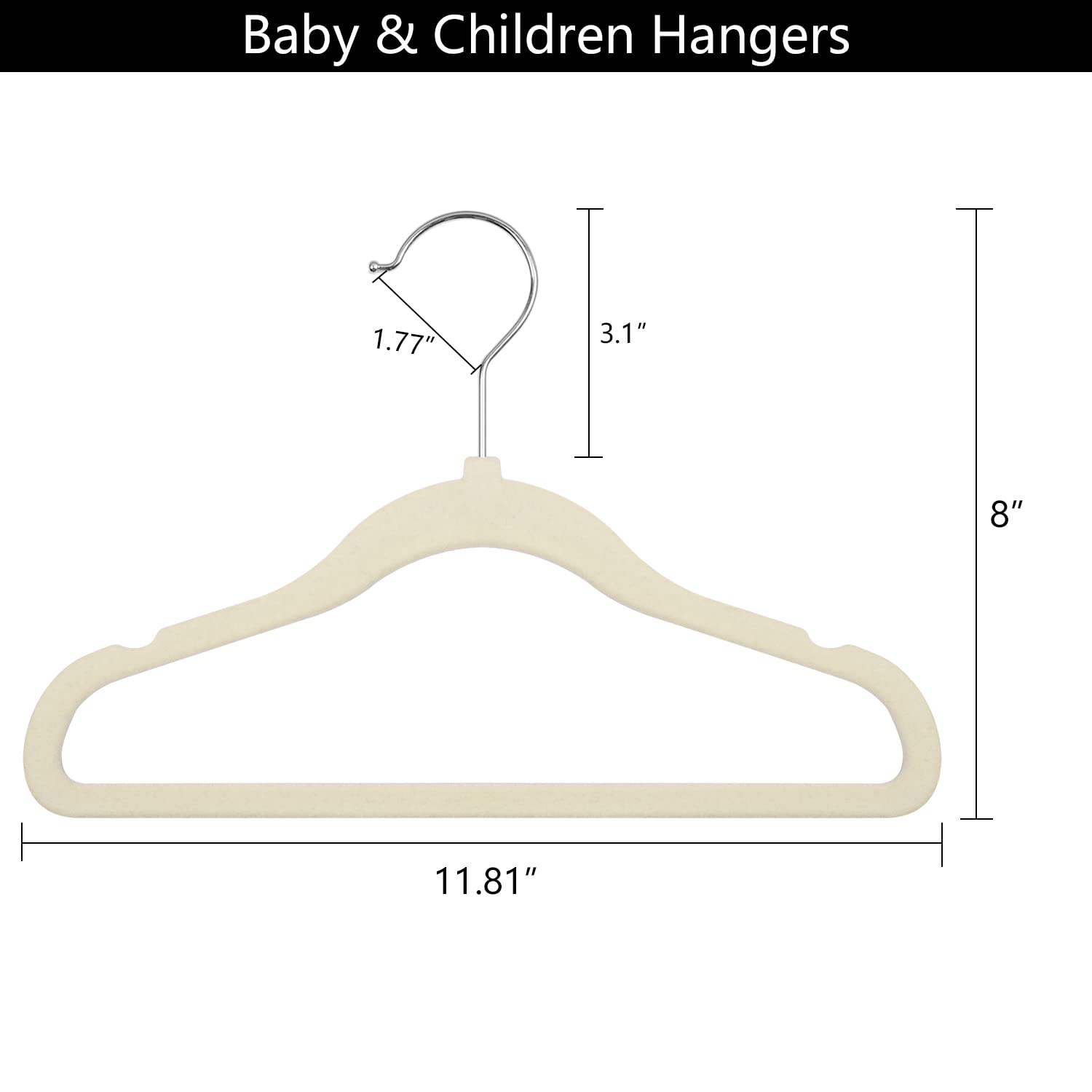 Goodtou Kids Velvet Hangers Baby Hangers For Closet 20 Pack Non Slip Childrens Infant Hangers Beige
