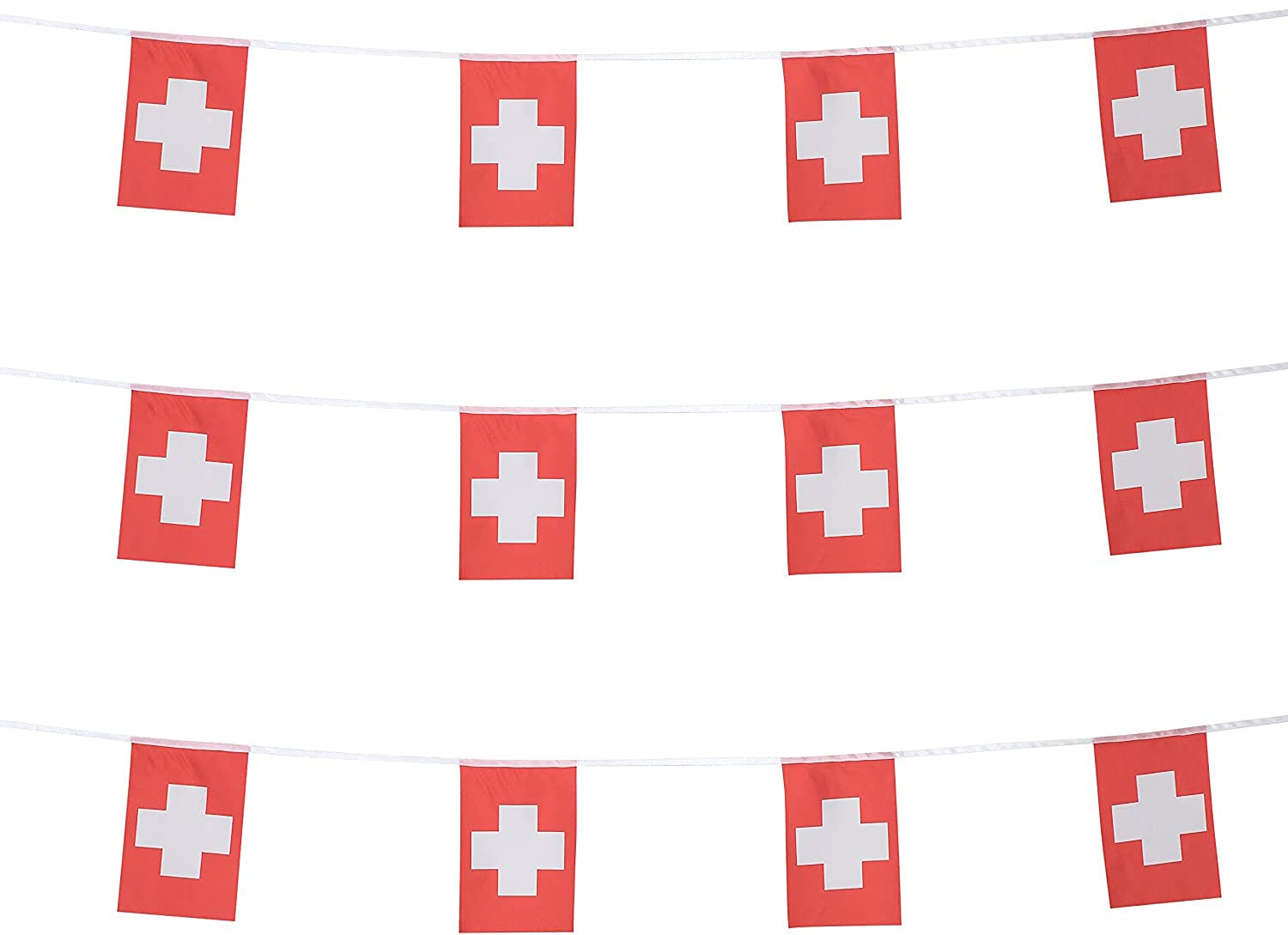 Zxvzyt Switzerland Swiss Flag Banner String,Small Mini Switzerland Pennant Flags,For Grand Opening,Olympics,National Sports Even