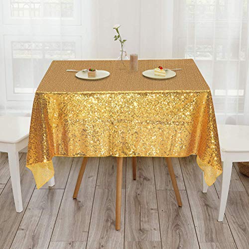 Eternal Beauty Gold Square Sequin Tablecloth Sequin Overlay Tablecloth For Wedding Christmas Party 48''X48''