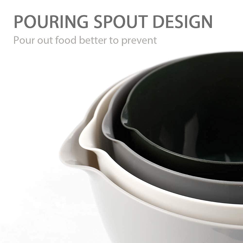 Boxedhome Classic Mixing Bowl Set, Bpa Free Plastic, Microwave And Dishwasher Safe (Set Of 4, Grey),3.5 Quarts