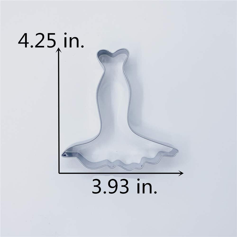 Liliao Wedding Dress Cookie Cutter For Wedding/Engagement - 4 X 4.3 Inches - Stainless Steel