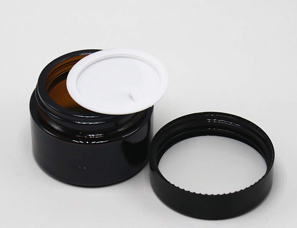 30Ml 1 Oz Amber Glass Jars Empty Refillable Make Up Cosmetic Storage Pot Travel Containers Bottles With White Inner Liners And B