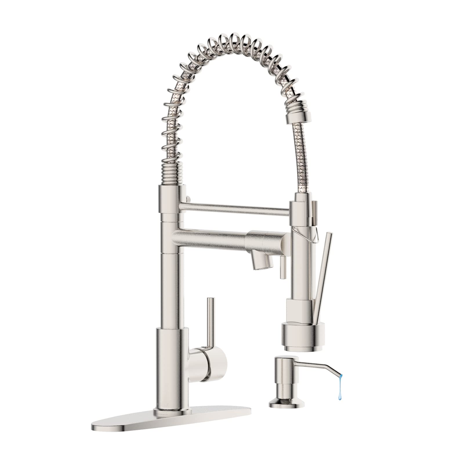 Kitchen Faucet with Soap Dispenser,Single Handle Faucet for Camper Farmhouse RV Kitchen Sink,Spring Kitchen Sink Faucets with Pu