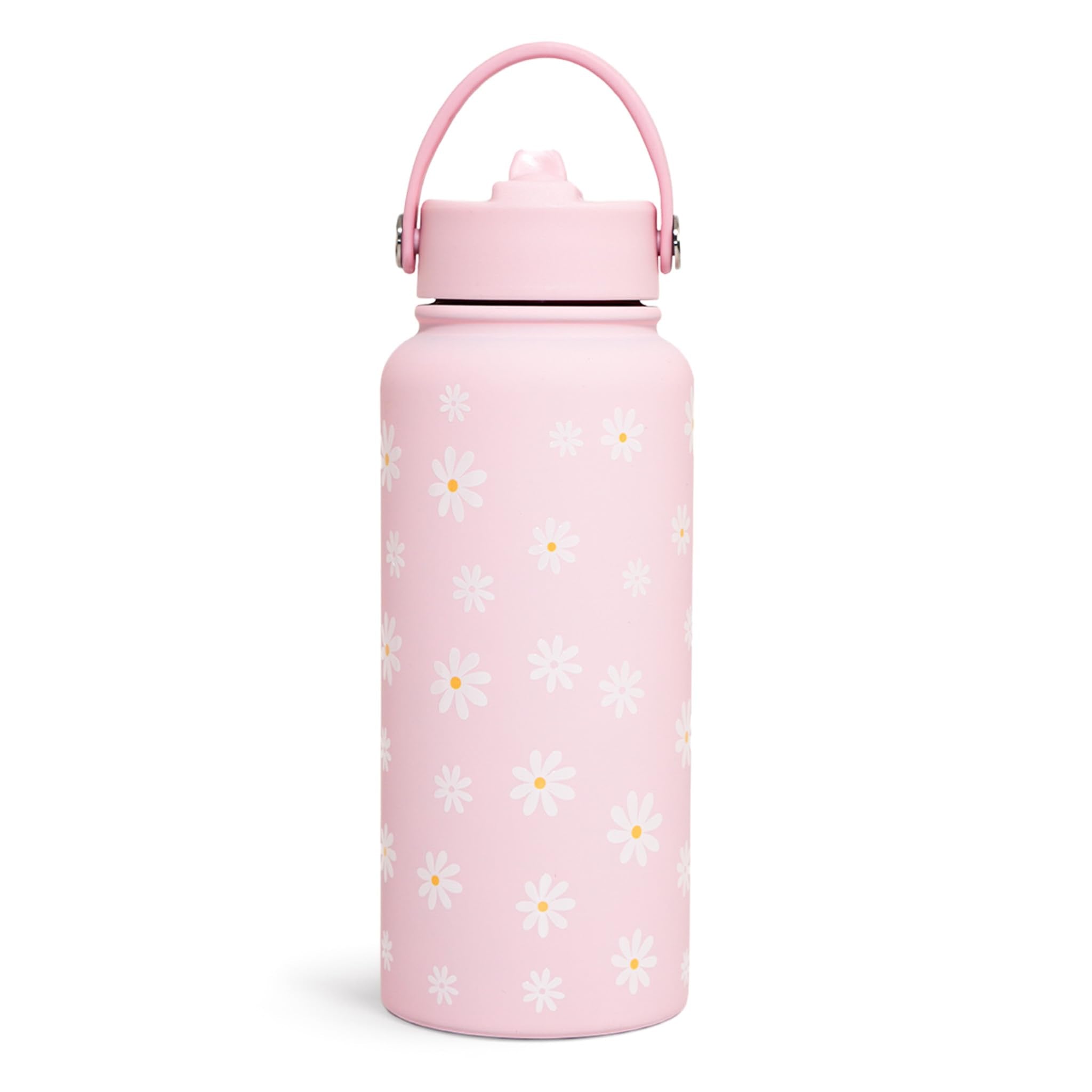 SANDJEST Daisy Water Bottle Stainless Steel 32oz Insulated with Lid, Flower Water Bottles Gifts for Women Girls Friends Teens Bi
