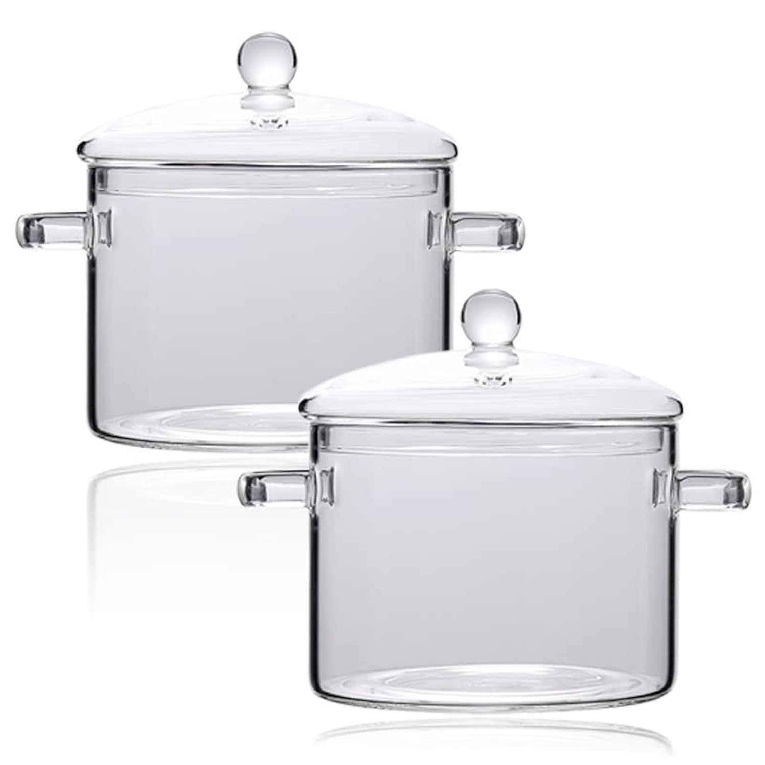 Eringogo 2Pcs Saucepan With Lid, 1900Ml Cooking Pot Clear Simmer Pot With Resistant Handles, Stovetop Soup Pot Borosilicate Cook