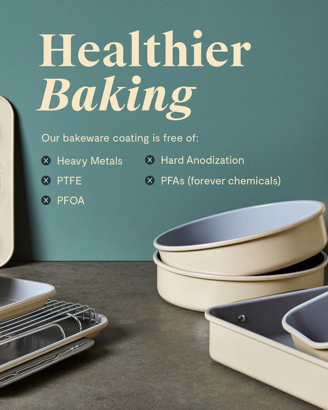 Caraway Non-Stick Ceramic 9?x13? Rectangle Pan - Naturally Slick Ceramic Coating - Non-Toxic  PTFE & PFOA Free - Perfect for Brownies  Lasagnas  and More - Perracotta