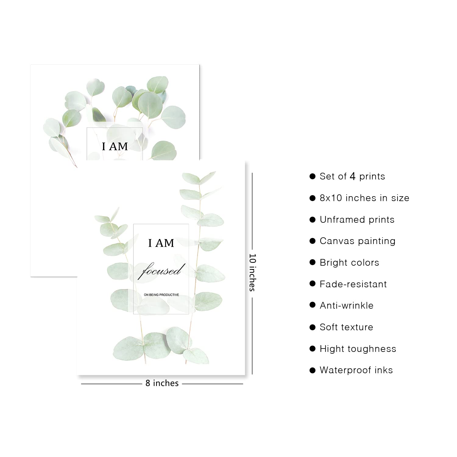 Hoozgee Motivational Botanical Plants Wall Art Prints Encouragement Words For Office Bedroom Decor Canvas Posters (8''X10'' Unfr