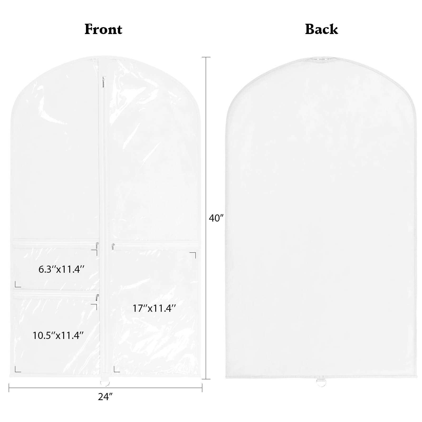 Univivi Dance Costume Garment Bag, 40 Inch Garment Bags For Dance Costumes Kids Dance Costume Bag With 3 Medium Clear Zipper Poc