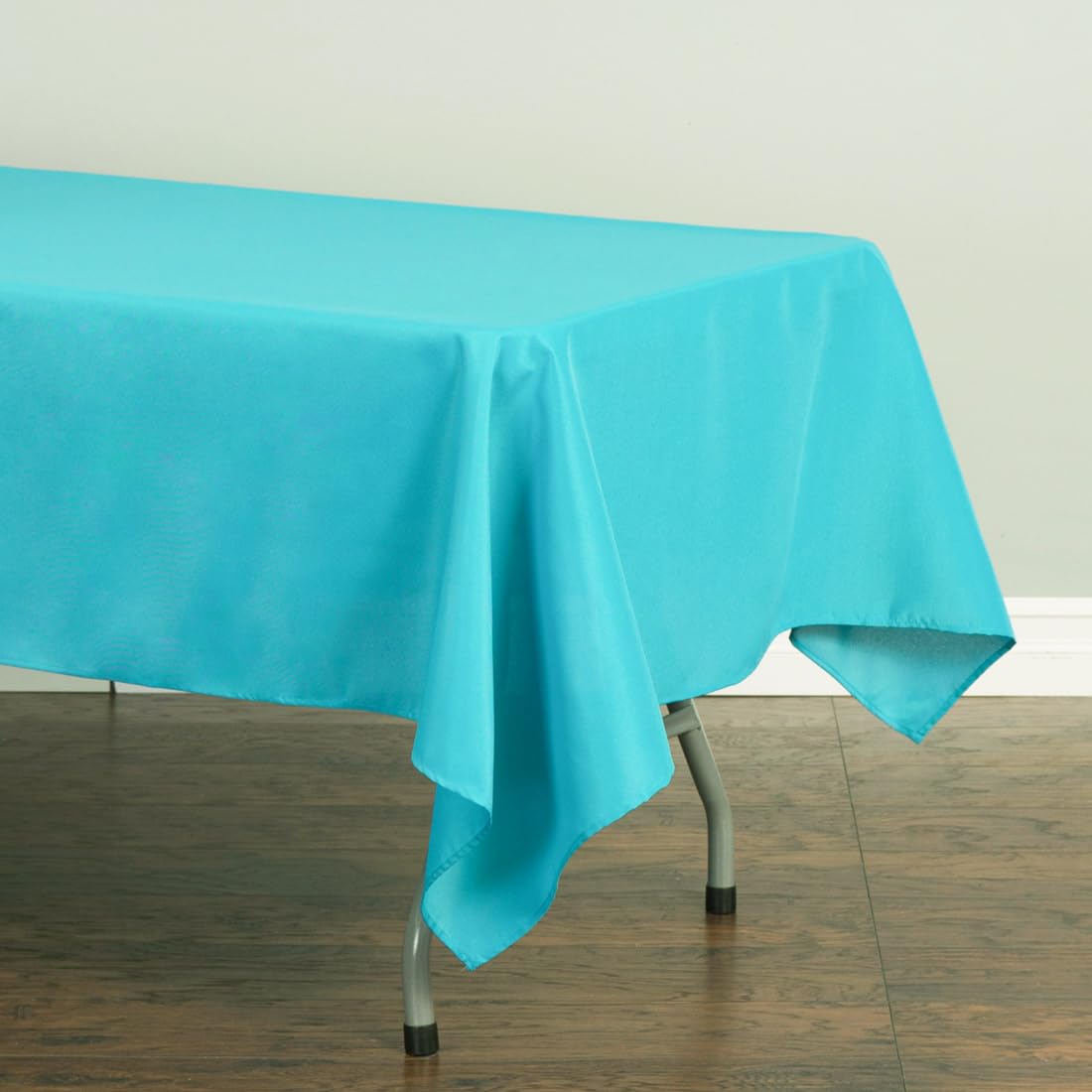 Ltc Linens 2 Pack Turquoise Rectangular Tablecloths 60 X 102 Inches For 6 Feet Rectangle Banquet Tables With Half-Drop - Stain A