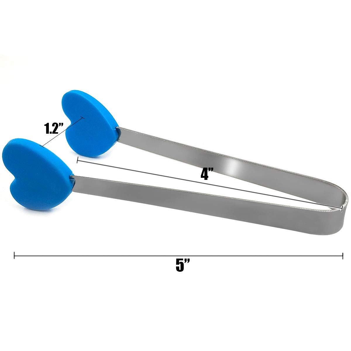 Daycount 5Pcs Stainless Steel Sugar Tong 5-Inch Mini Serving Tongs With Creative Silicone Head, For Tea Coffee Party