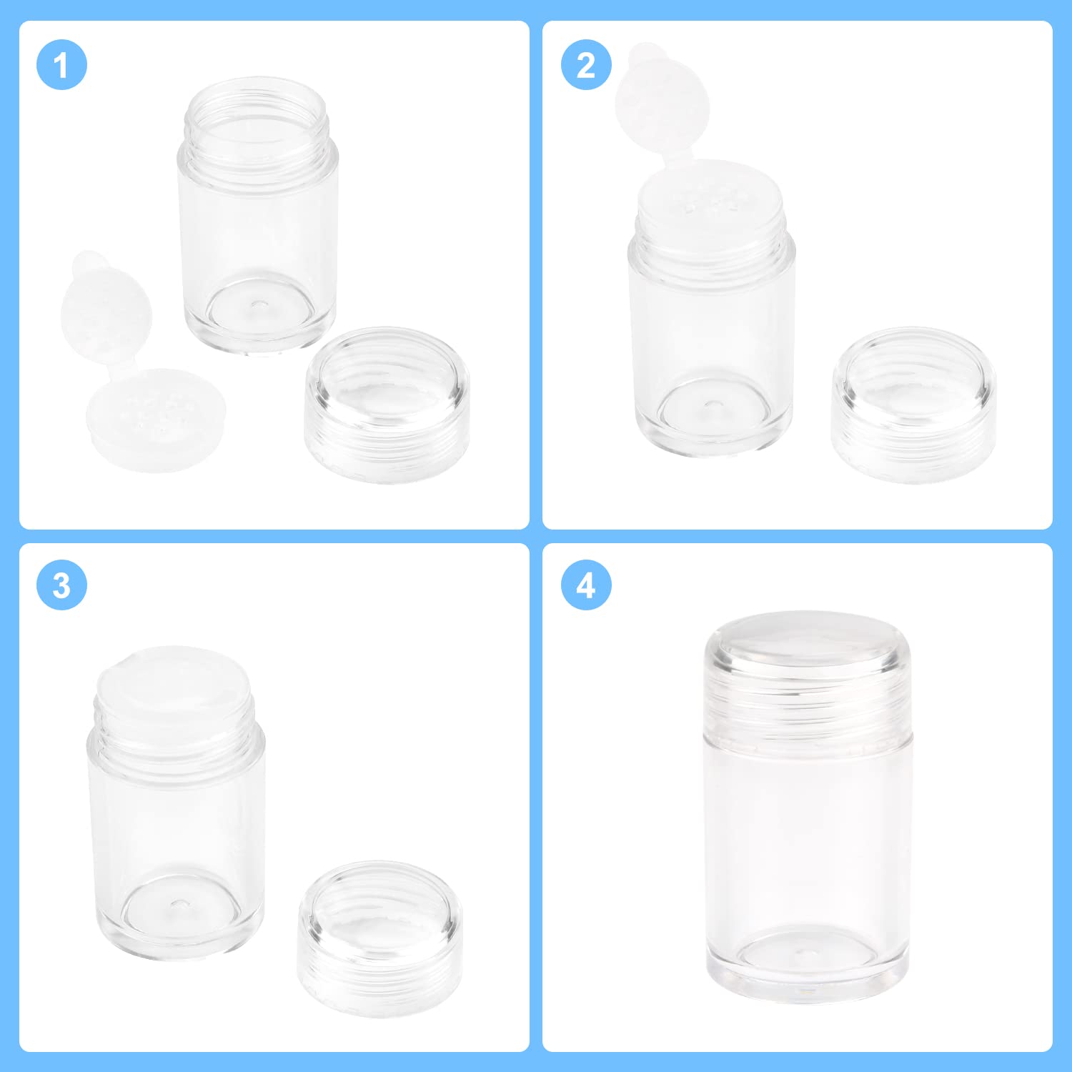 6 Pcs 10Ml Loose Powder Container Jar Clear Plastic Travel Cosmetic Glitter Powder Eye Shadow Powder Box Pots Bottles With Sifte