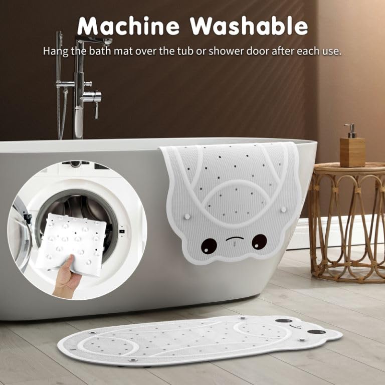 Baby Bath Mat Non Slip, Toddler Bath Mat, 30 * 18 Inch Bath Mat For Tub Non Slip Kids, Eco Friendly Rubber No Chemical Smell, Su
