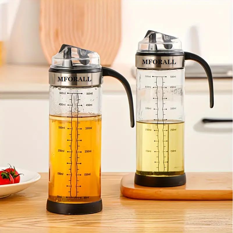 Mforall Oil Bottle Pour Spouts Auto Open Automatic Opening And Closing Oil Bottle Leak-Proof Olive Oil Storage Bottle Vinegar Di