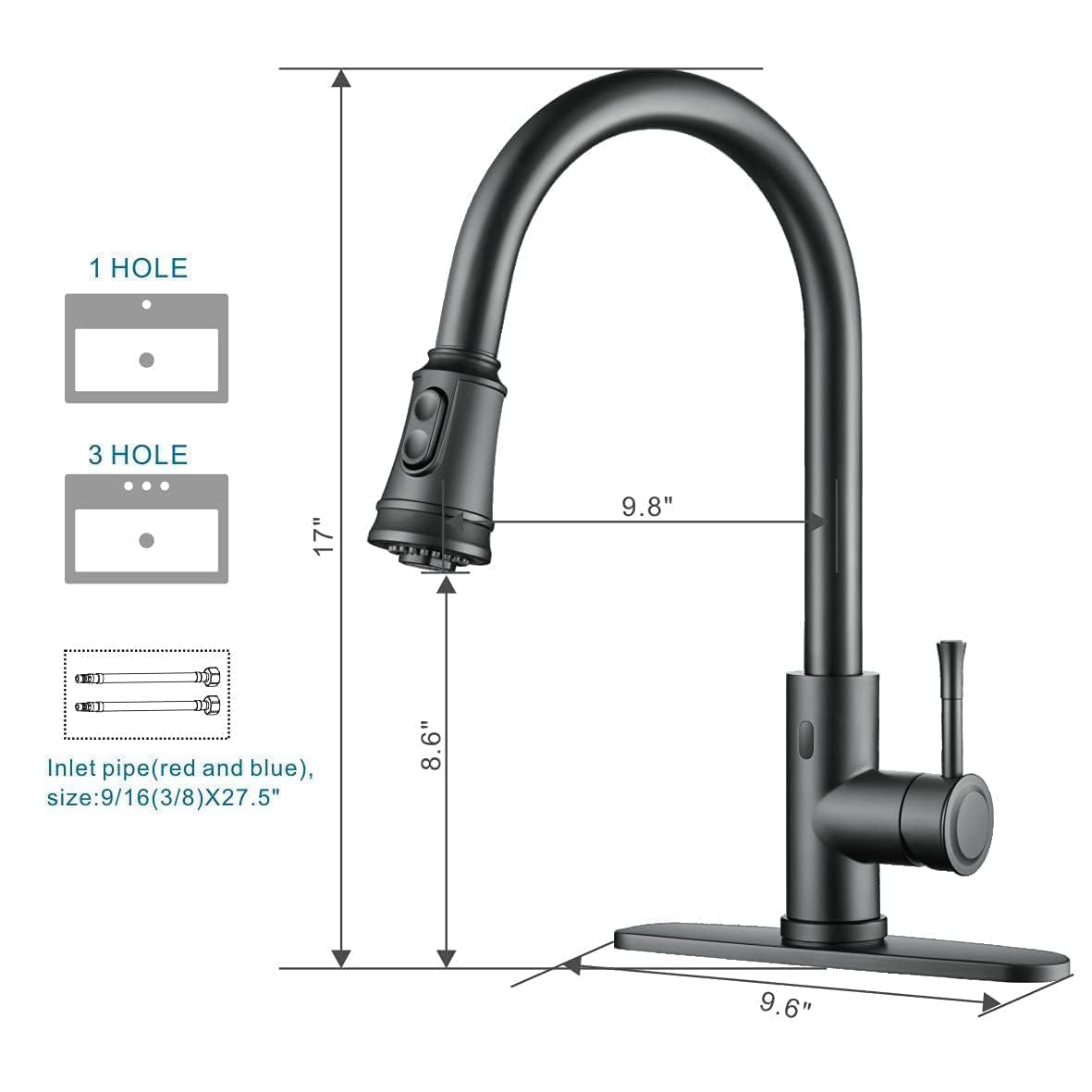 Touchless Kitchen Faucet Automatic Smart Faucet With Pull Down Sprayer Stainless Steel Matte Black Single Handle Motion Sensor A