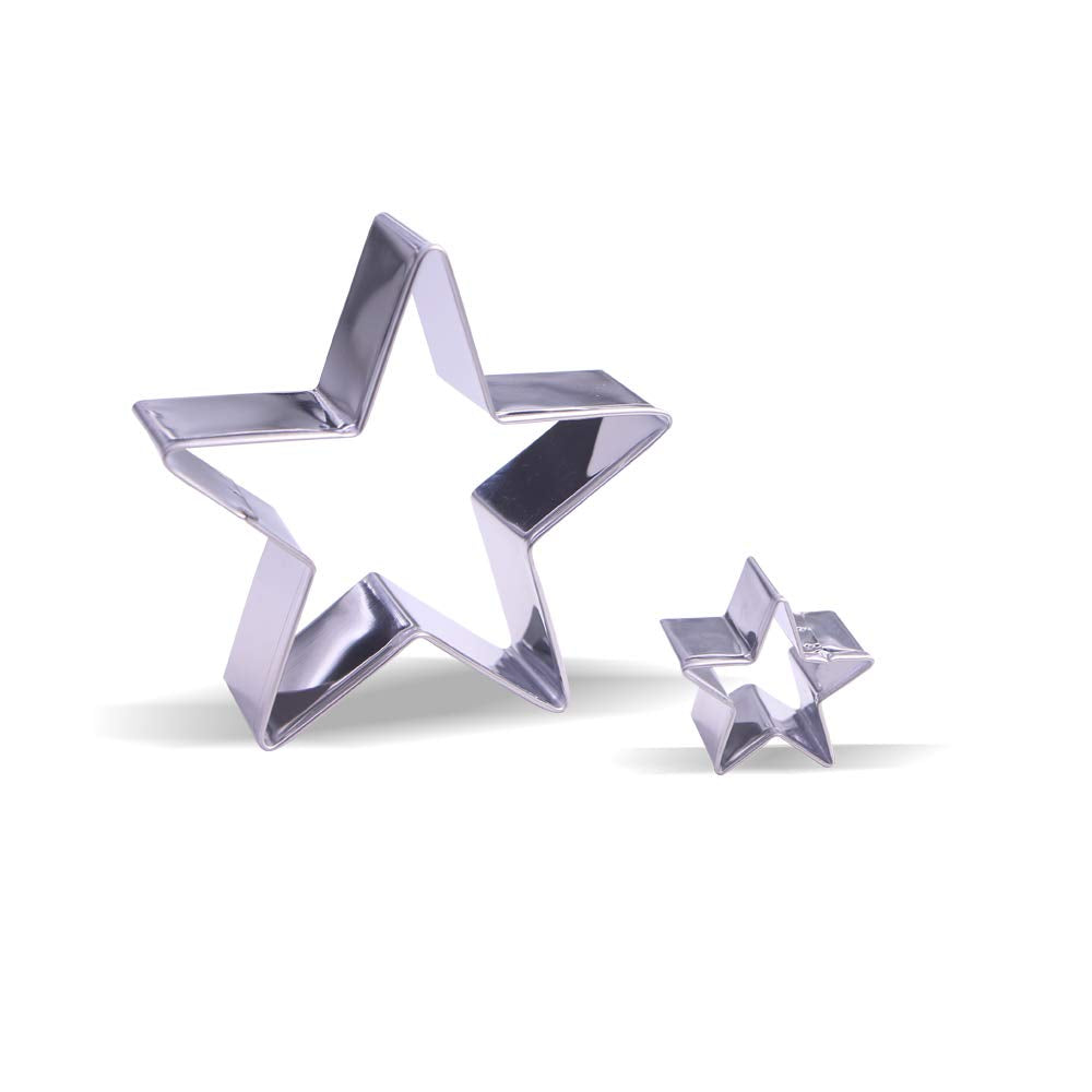 Small Star Cookie Cutter Set - 2 Piece - 3.3 & 1.3 Inch - Stainless Steel