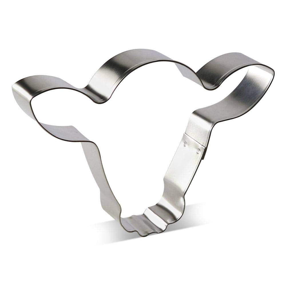 Cow Face/Steer Head 5.25 Inch Cookie Cutter From The Cookie Cutter Shop - Tin Plated Steel Cookie Cutter - Made In The Usa