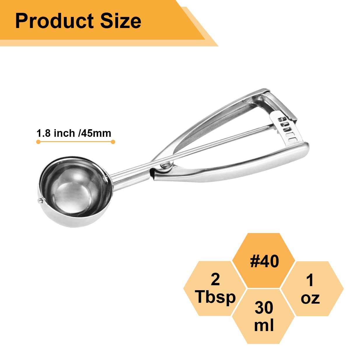 Fayomir Medium Cookie Scoop, 2 Tablespoon Cookie Scoop For Baking, Size #40 Cookie Dough Scoop, Selected 18/8 Stainless Steel Fo