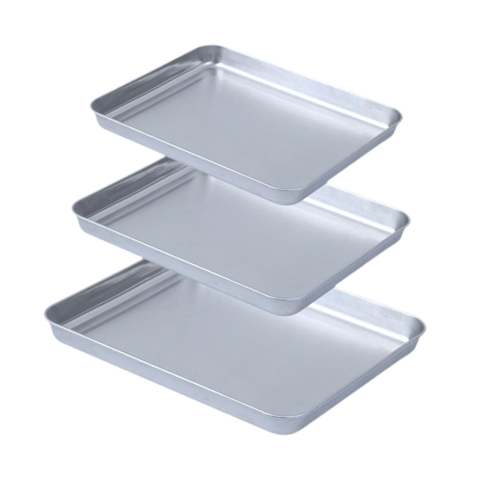 THE STYLE SUTRA Baking Tray Brushed Surface Sturdy Stainless Steel for Cooking Home Roasting Tray
