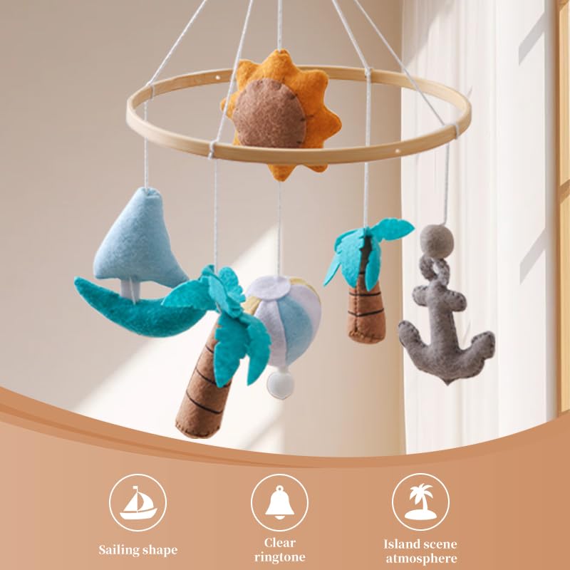GOODMOM Seaside Nursery Mobile for Boys & Girls - Handmade Staycation Baby Mobile for Crib - Baby Crib Mobile BEACH Theme Access