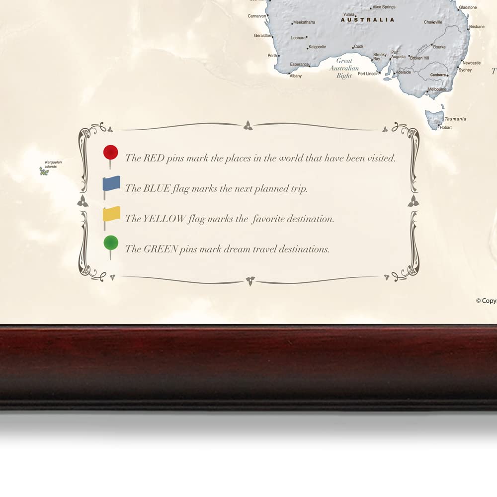Map Your Travels Push Pin World Map - Deluxe 33"x21" Wood Frame - Personalized Gift - Handmade in Minnesota