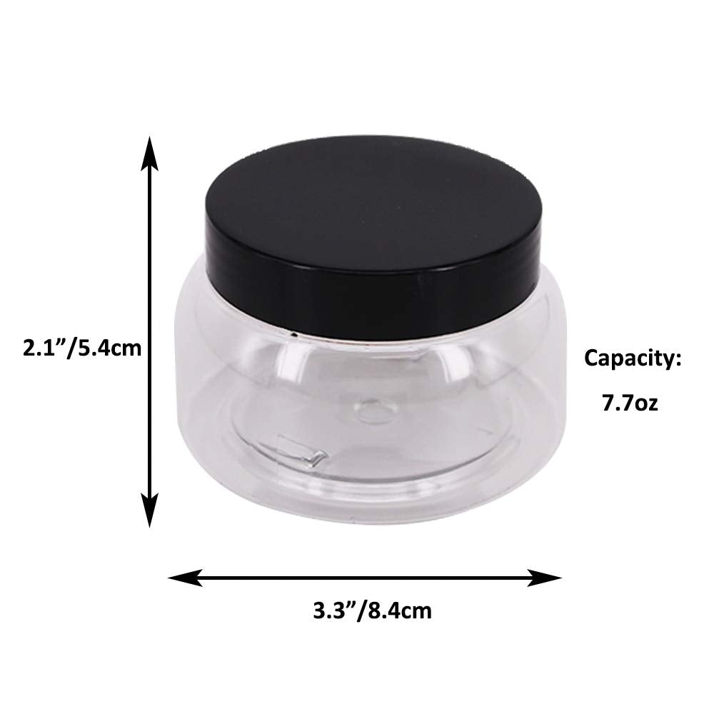Zmybcpack 12 Pack 7.7 Oz Clear Plastic Jars With Lids, A Spatula, A Pen & Labels -Refillable Round Low Profile Containers/Plasti