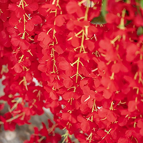 Mundeya Artificial Hanging Wisteria Flower Vine, Pack Of 6, Red