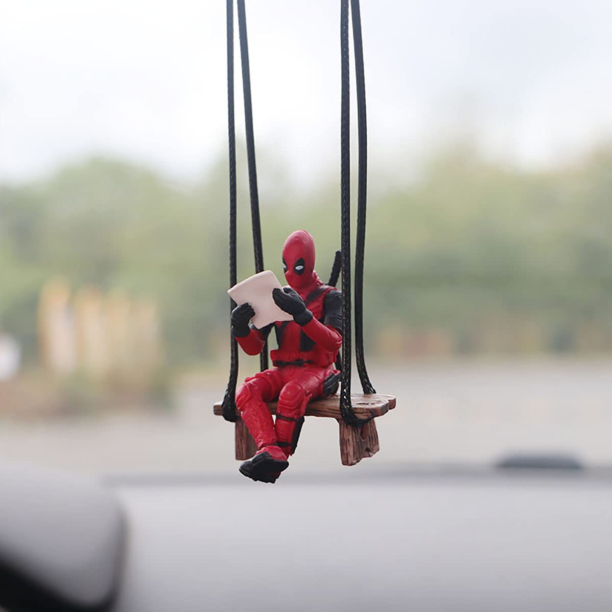 Funny Anime Car Mirror Hanging Accessories Car Pendant Reading Deadpol Ornaments Auto Rearview Mirror Decoration Car Accessories