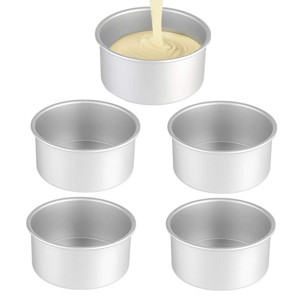 Xzjmy 5Pack 4 Inch Cake Pan, Mini Cake Pan, Round Aluminum Cake Pan, Used For Family Gatherings To Bake Mini Cake Pizza, Quiche