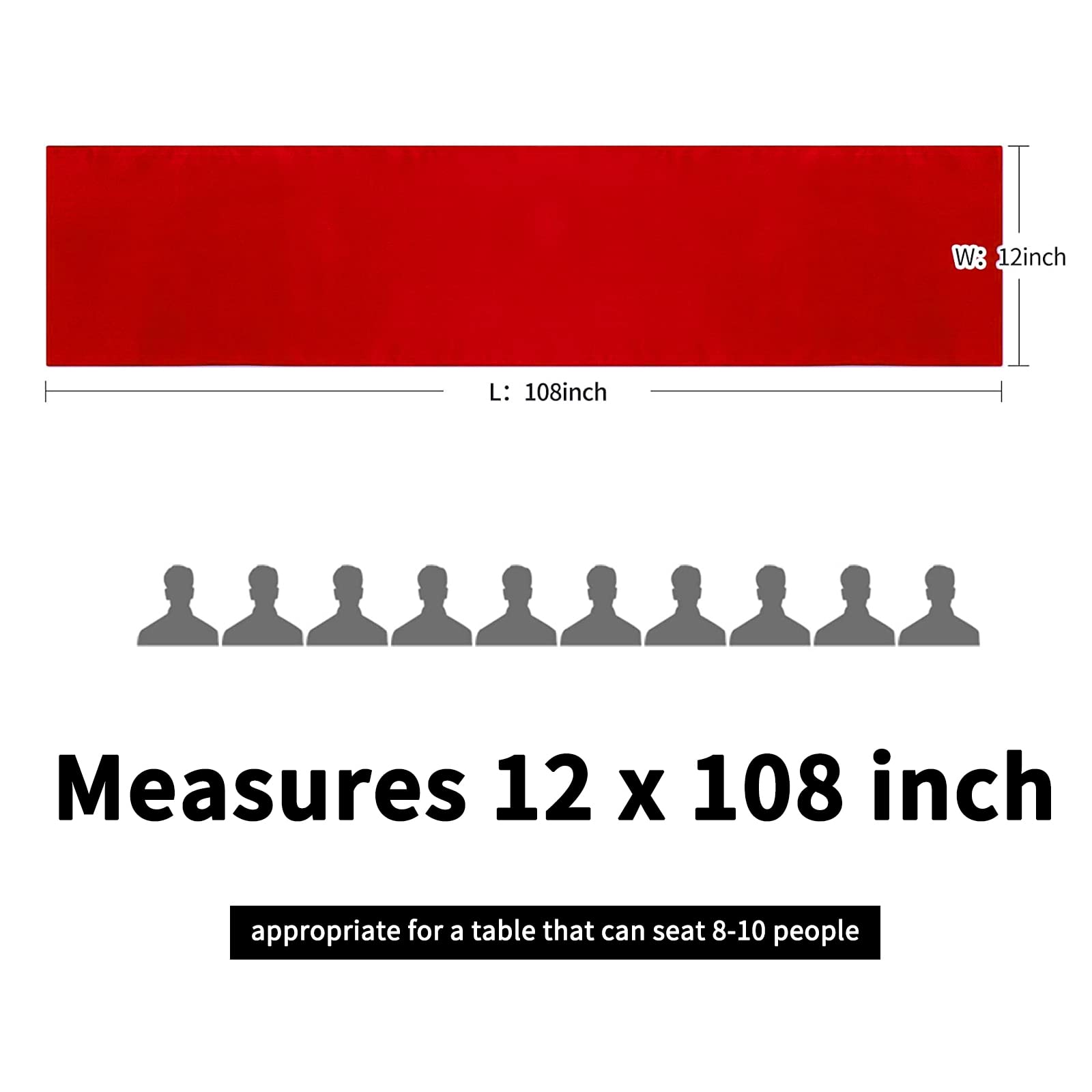 15 Pack Red Table Runner 12 X 108 Inch Long Table Runner For Party, Smooth Satin Fabric Table Decor For Wedding, Birthday Party