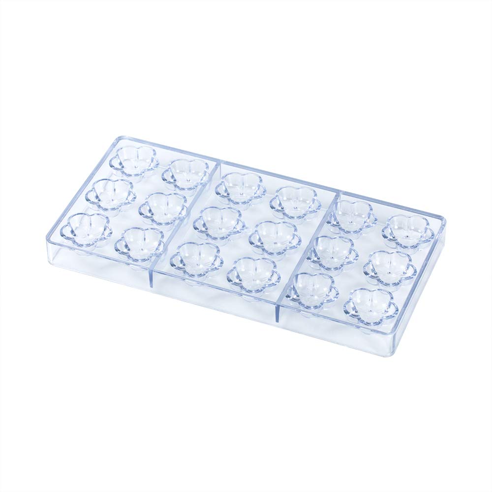 Restaurantware Pastry Tek 10.8 X 5.3 Inch Plastic Flower Mold, 1 Flower Candy Mold - 18 Cavities, Freezer-Safe, Clear Polycarbon