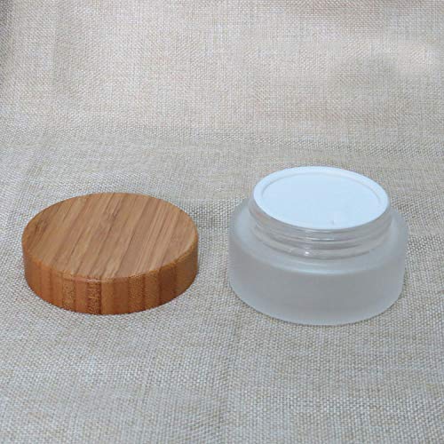 1Pcs Round Frosted Glass Cream Jar Glass Bottle With Inner Liners And Environmental Bamboo Lids Empty Makeup Container Dispenser