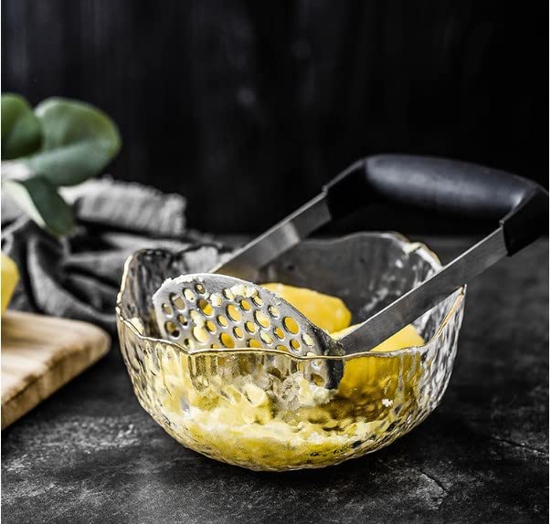 Zerone Stainless Steel Potato Banana Masher - Multifunctional Mashing Tool for Vegetables and Fruits - Black/Silver