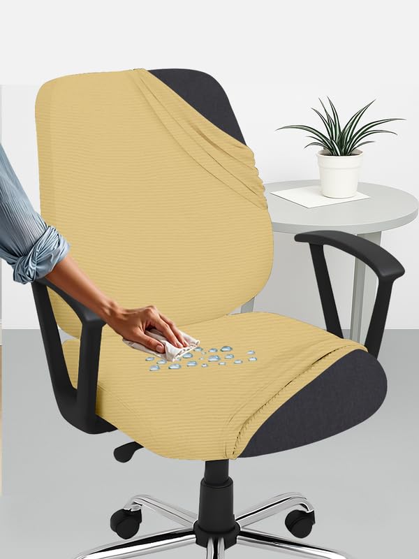 Hotkei Camel Brown Dry Fit Office Chair Cover Pack Of 1 Water Resistant Seat Chairs Covers Stretchable Rotating Computer Slipcov