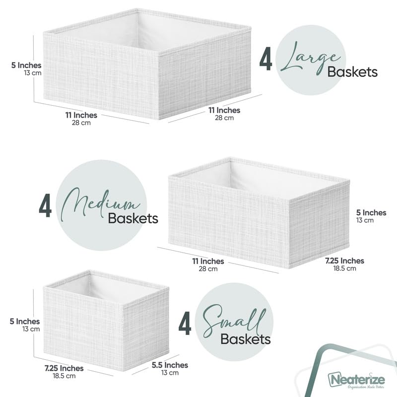 Dresser Drawer Organizer Bins For Clothes Set of 12 - Perfect for Baby Clothes and Nursery Organization, Clothing or General Clo