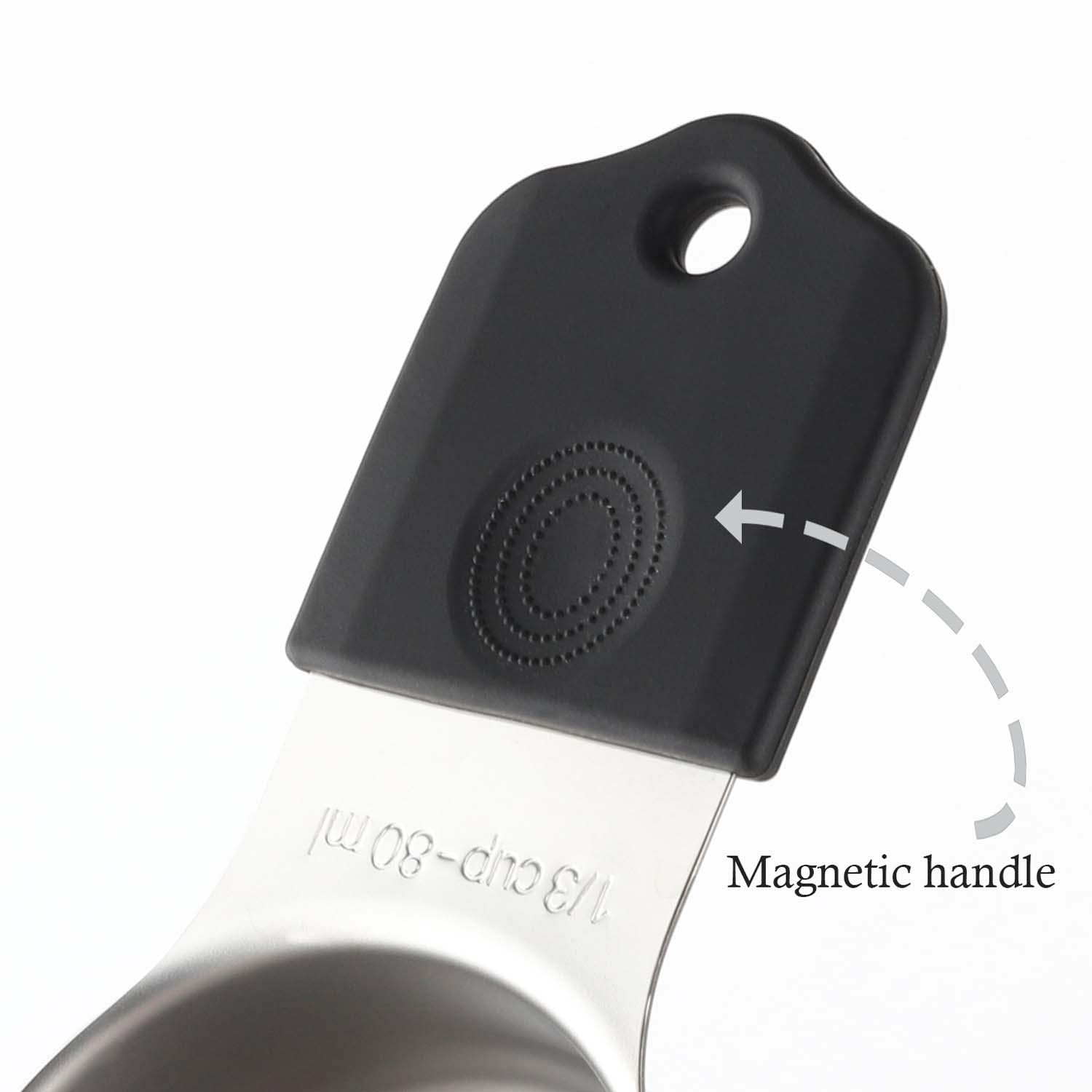 Magnetic Measuring Cups Set Stainless Steel Heavy Duty Metal Measuring Cups For Dry And Liquid Ingredients (Black)