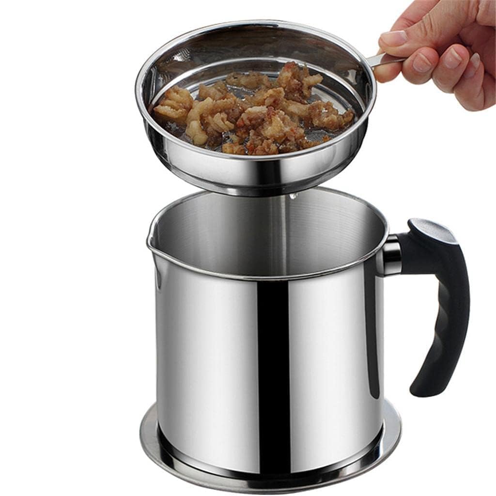Vhoi Oil Strainer Pot Grease Can Stainless Steel Cooking Container,Reuse Oil Fat Separator Storage Best Oil Shaver Can Container