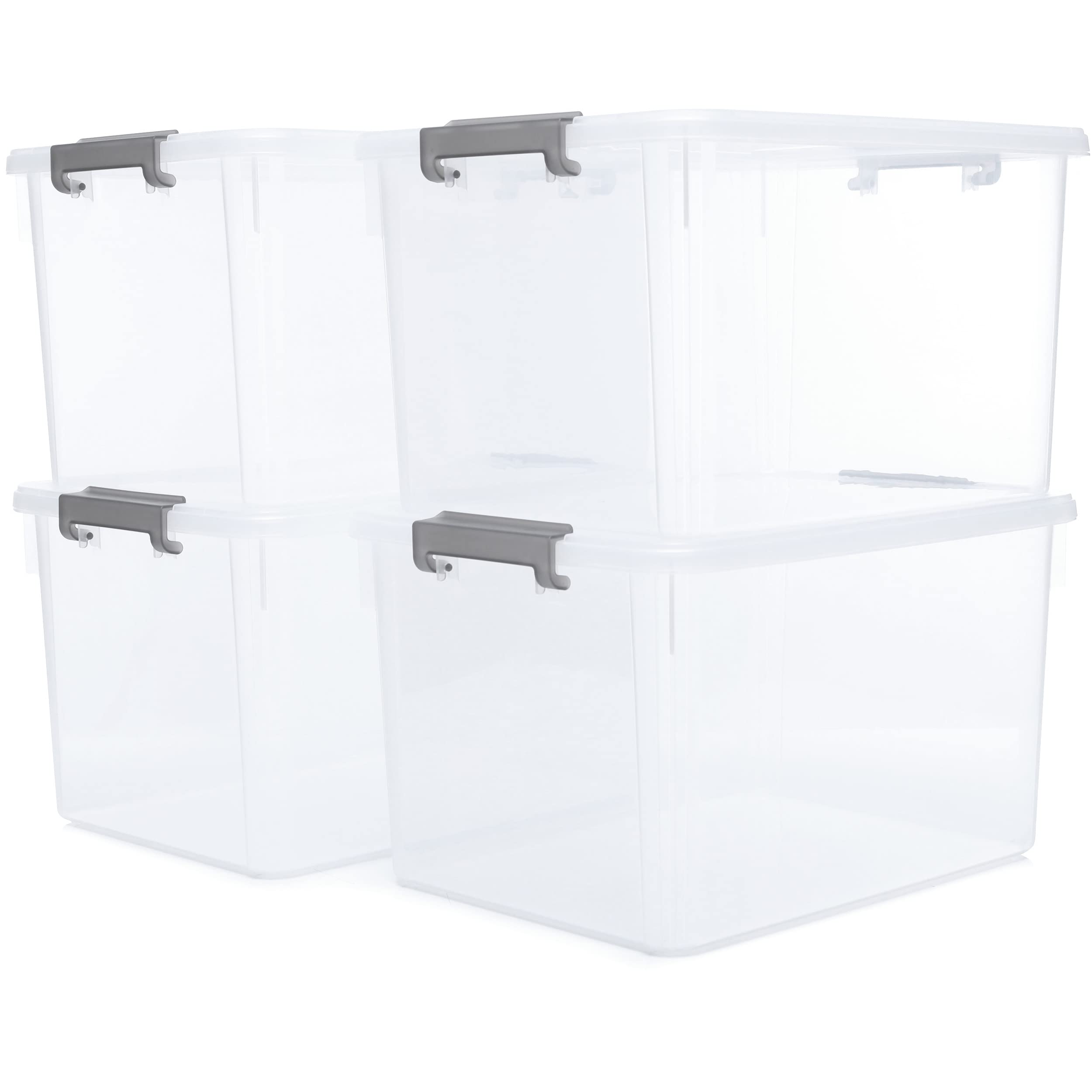Citylife 32 Qt Plastic Storage Bins With Latching Lids Stackable Storage Containers For Organizing Large Clear Storage Box For G