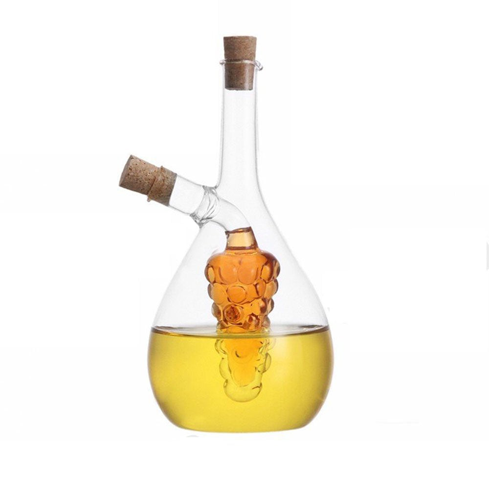 Eleton Kitchen Storage Cooking Tools Oil And Vinegar Glass Bottle, Grape Double Pourer Spout Stoppers Oil Vinegar Cruet