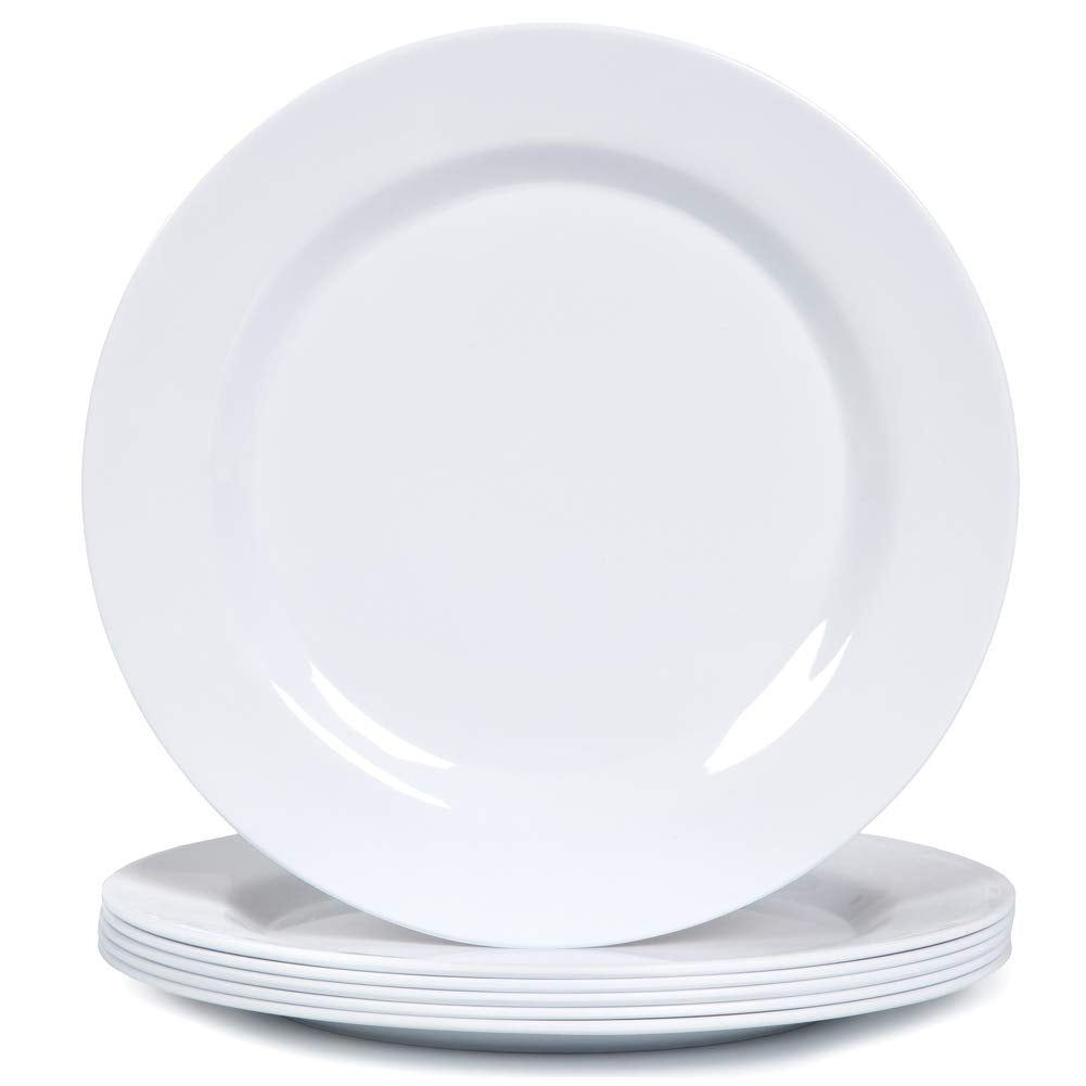 Melamine Dinner Plates Set - 10 3/4 Inch White Melamne Plates, 6Pcs Dinner Dishes Set For Everyday Use, Dishwasher Safe,Unbreaka