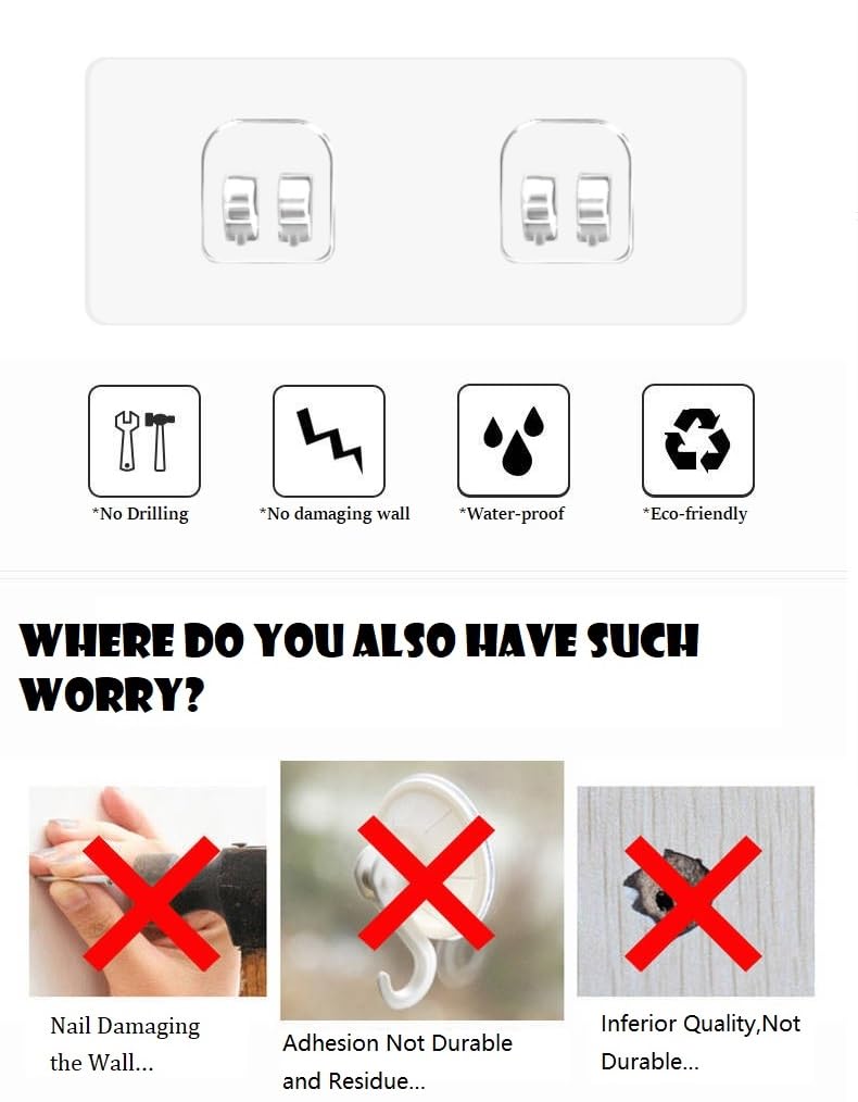 Chris.W 4 Pack Clear Adhesive Suction Sticker for No Drilling Bathroom Shower Shelf Accessories  Super Strong Adhesive Wall Sticker for Shower Caddy and More