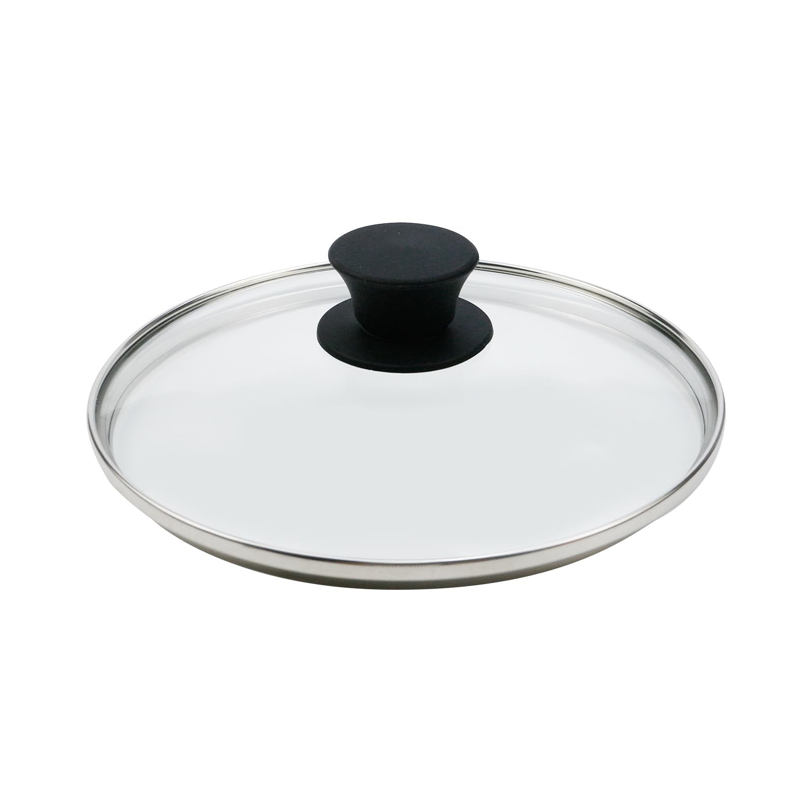 Woogim Single Hole Stainless Steel 8 Inch Tempered Glass Pot Cover With Silicone Knob Handle For Universal Lids For Frying Pan,W