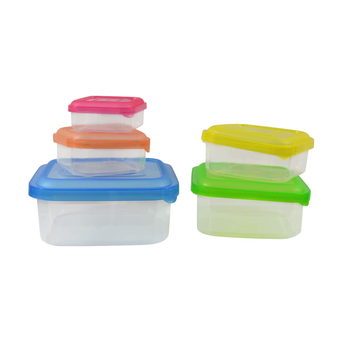 Rectangular Food Containers With Colorful Lids - Assorted Sizes, 5 Pcs ...