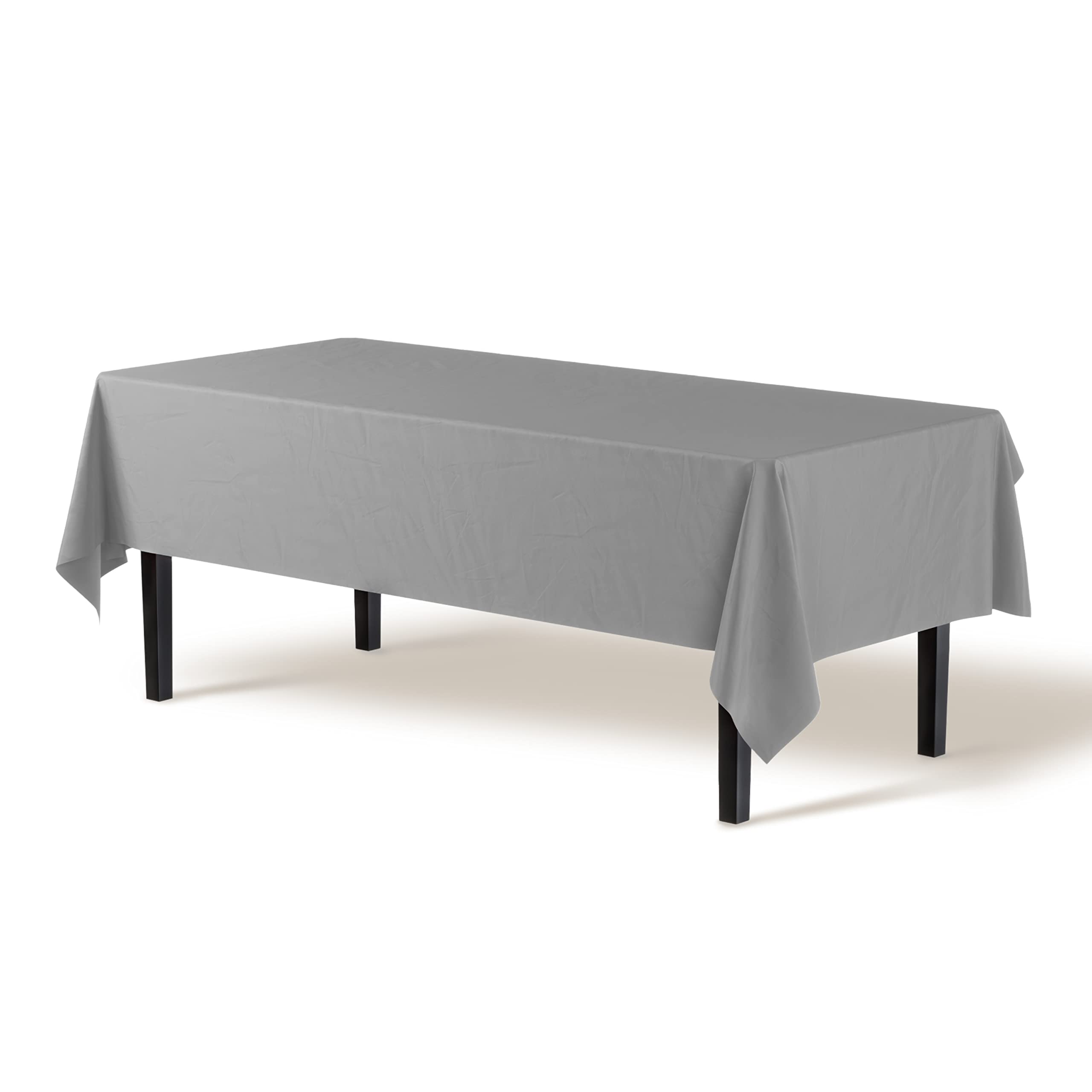Exquisite Silver Tablecloths For Rectangle Tables In Bulk 48 Pack Silver Plastic Disposable Table Cloth 54'' Inch X 108'' Inch T