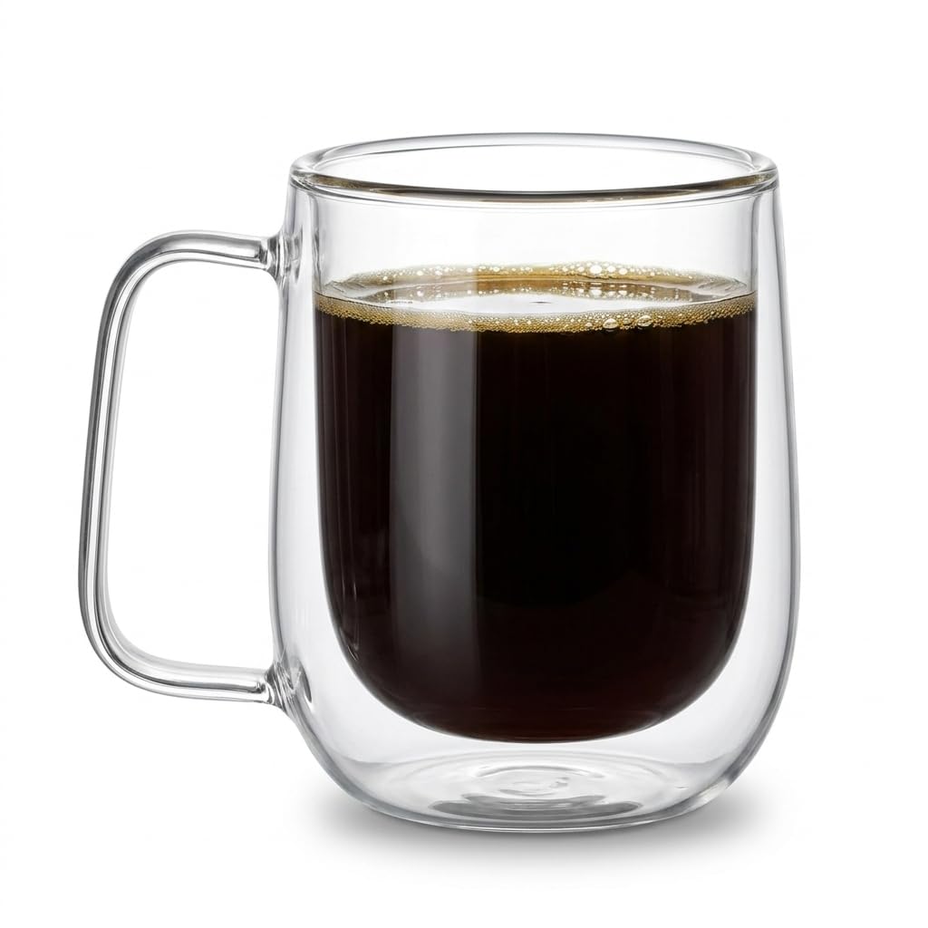 Femora Double Wall Glass Cups, 290 Ml, Insulated Tea & Coffee Cups, Hot & Cold Coffee, Tea, Milk, Cappuccino, Juice, Microwave S