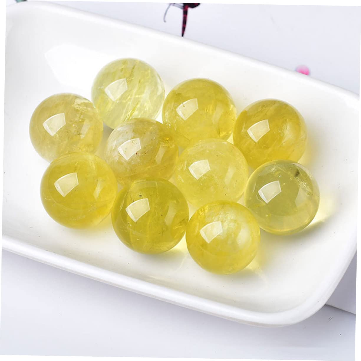 BESTOYARD 2 Pcs Citrine Ball Dinning Table Decor Dining Table Decoration Table Decorations Decorative Sphere Decor for Table Gem