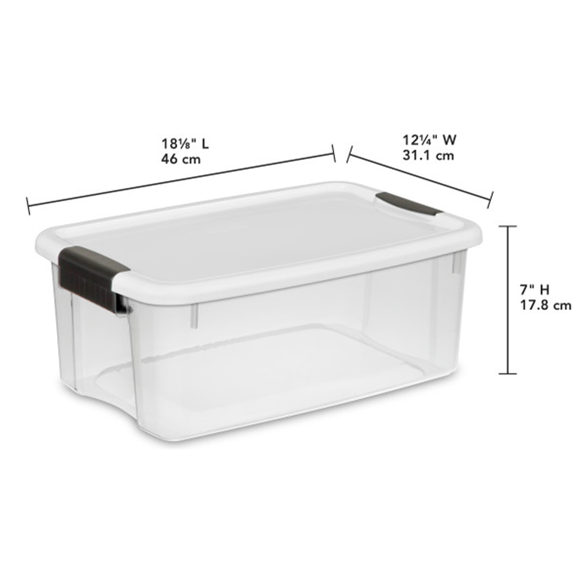 Sterilite 18 Qt Ultra Latch Box Stackable Storage Bin With Latching Lid, Organize Crafts, Clothes In Closets, Basements, Clear W