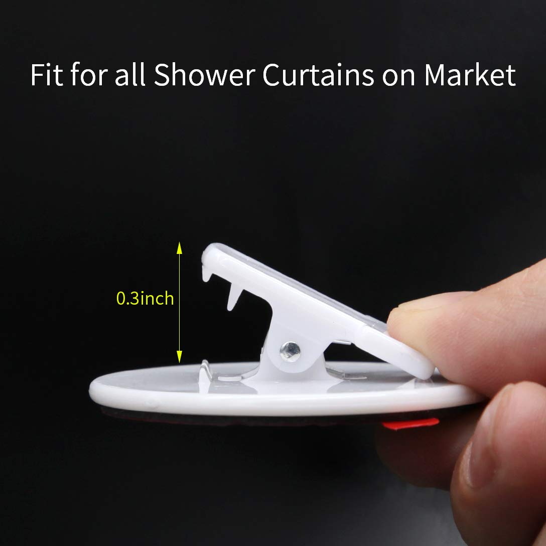 4 Pcs Shower Curtain Clips, Shower Windproof Splash Guard - Self Adhesive Shower Curtain Weight Clip (White)