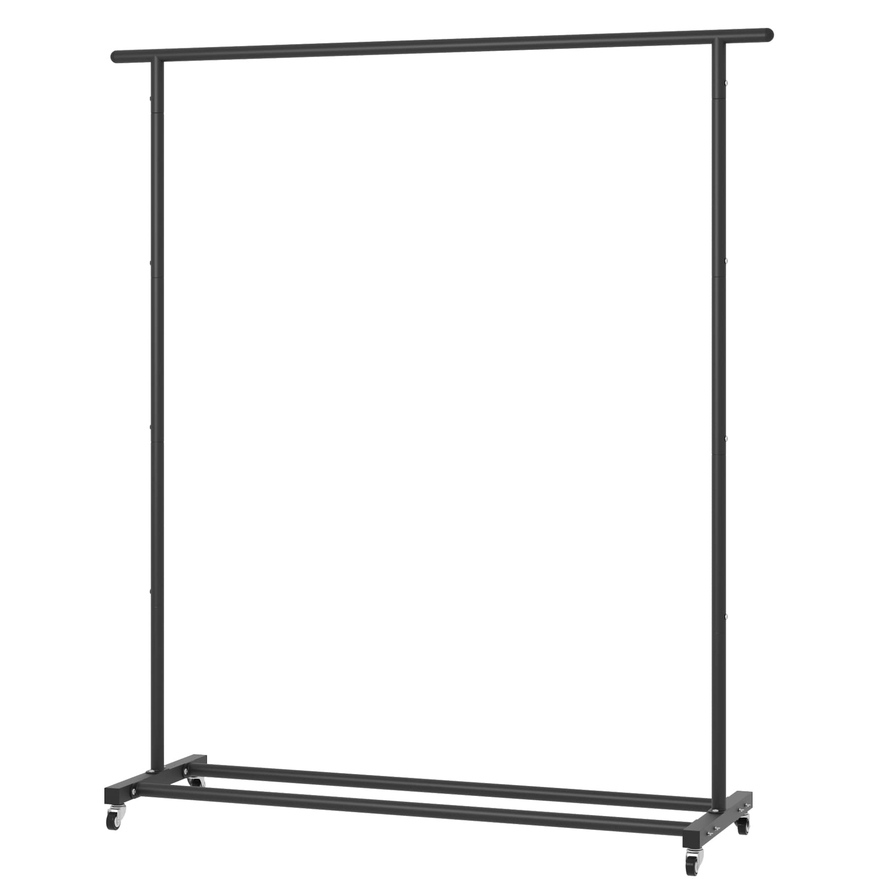 Buzowruil Clothing Clothes Rack Standard Rod Simple Rolling Metal Garment Rack Organizer Freestanding Hanger With Wheels,Black